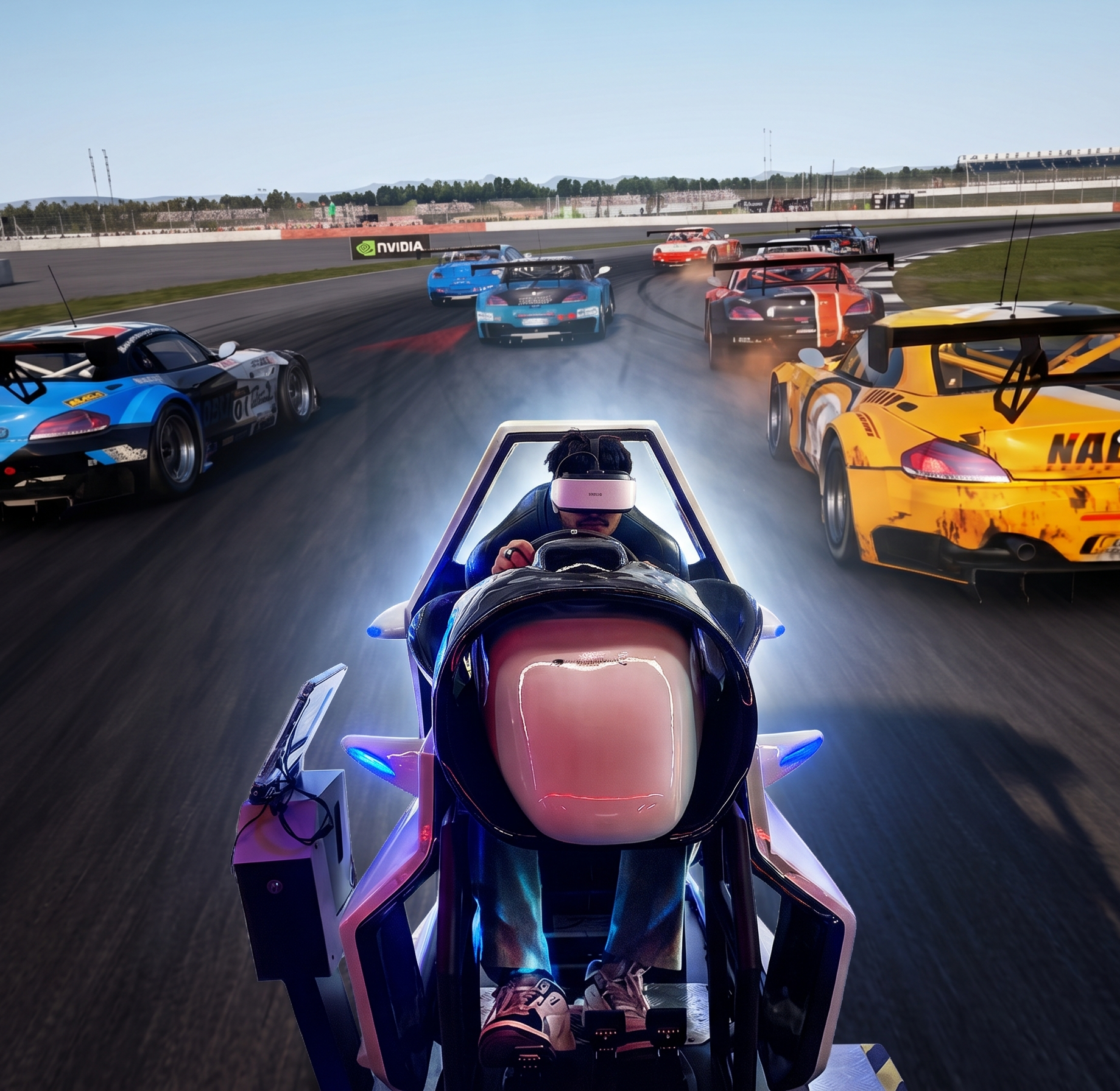 VR car racing simulator at Microgravity Gurgaon